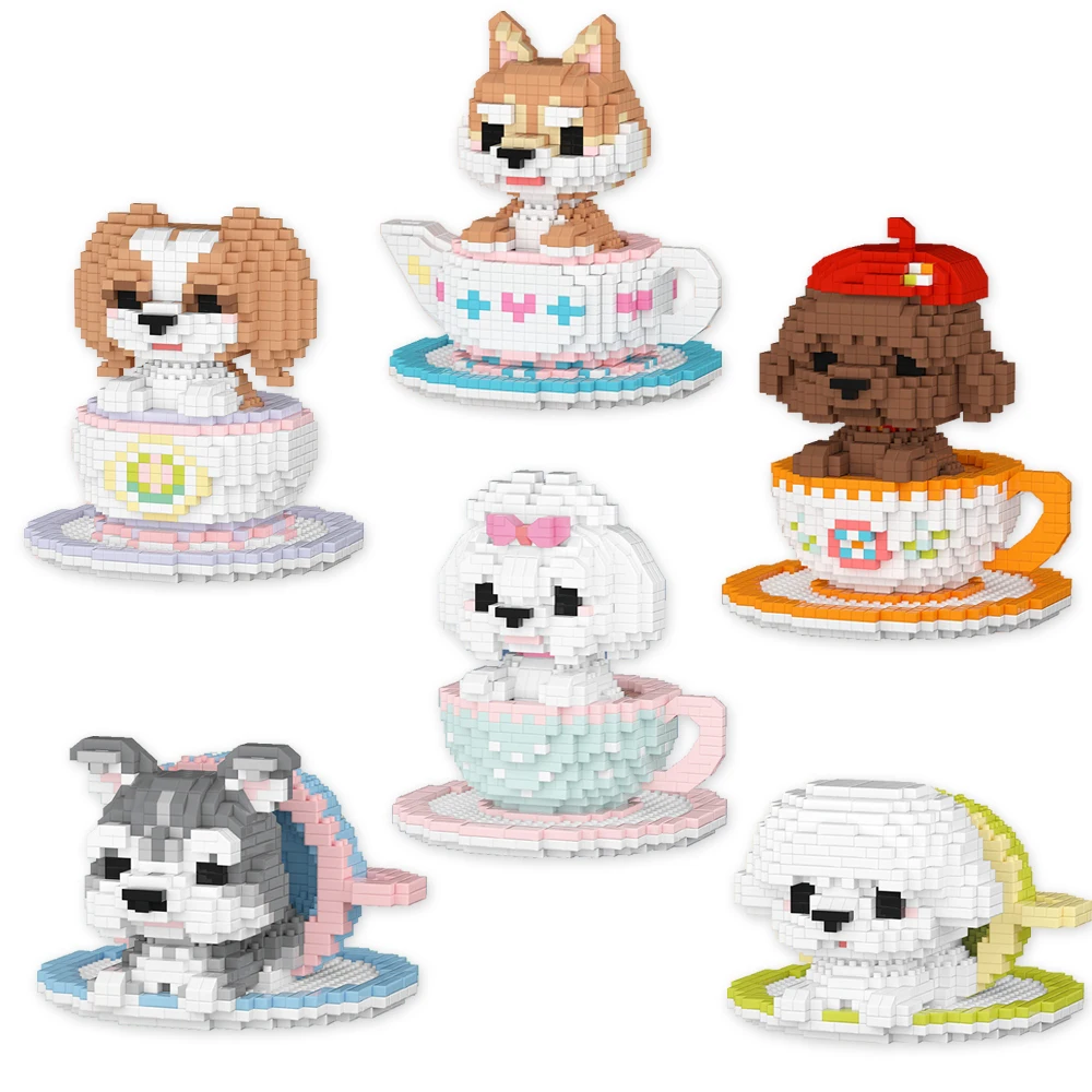 

Lovely Animal Toy Pet Shiba Inu Building Blocks Schnauzer Charlie Beagle Teddy Kawaii A Cup Of Dog Model Bichon Frise Toys