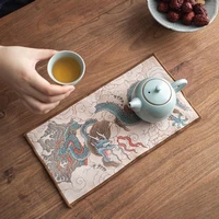 suede tea towel painted tea cloth tea table towel pot pad thickened absorbent rag tea set accessories cleaning cloth