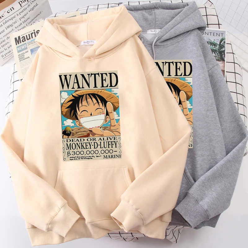 

Autumn women sweatshirt Goth One Piece Straw Hat Luffy Anime print Oversized Hoodies Black Hip-hop Grunge clothing Sweatshirts