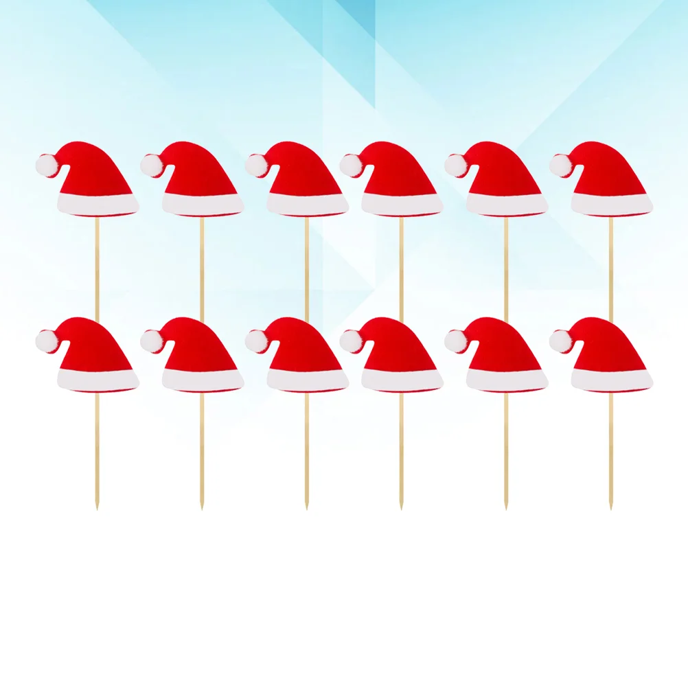 

Pick Cupcake Topper Christmaspicks Cake Cocktail Holiday Santa Hat Toppers Fruit Appetizer Toothpick Salad Dessert Bakery Cap