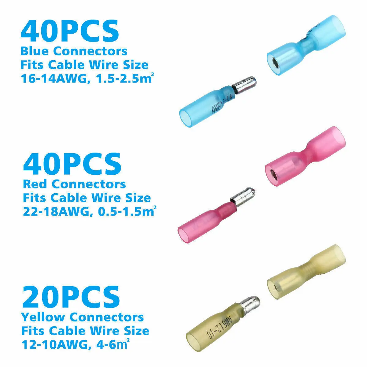 100 шт. термоусадочная пуля женский и мужской провод комплект обжимных клемм для