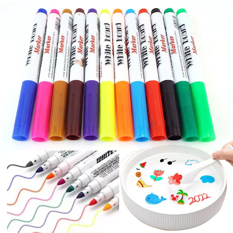 

8/12 Colors Children Kids Drawing Early Education Magic Magical Water Painting Pen Water Floating Doodle Pens Whiteboard Markers