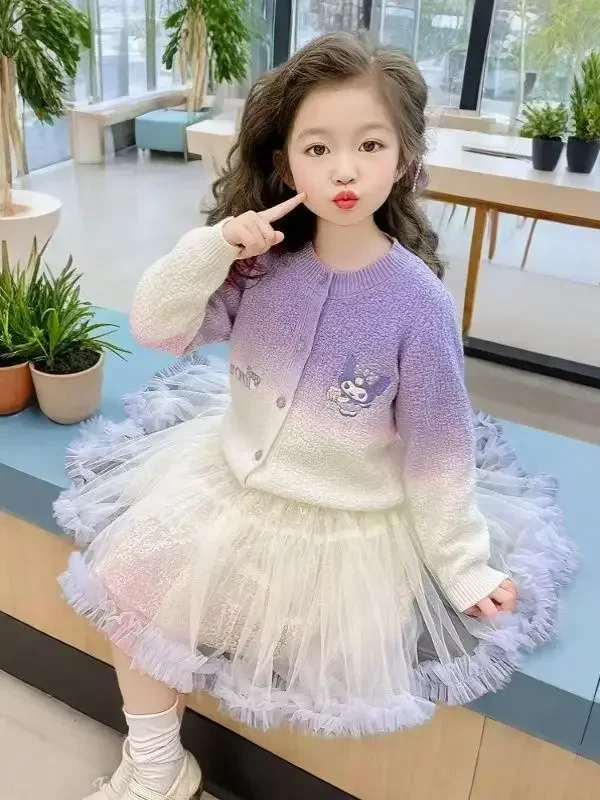 Юбка-кардиган Sanrio Kuromi для девочек весна и осень 2024 новый стиль осенняя одежда