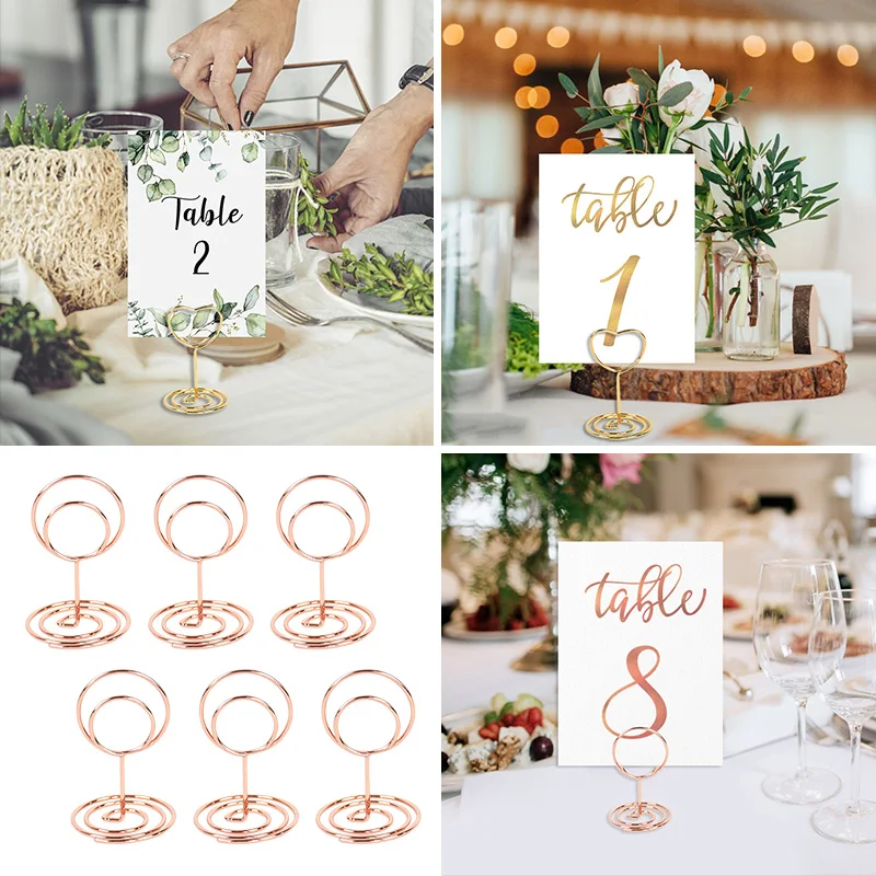 

Gold Heart Round Metal Photo Clip Stands Wedding Table Number Name Place Card Holder for Birthday Party Decor Home Message Sign