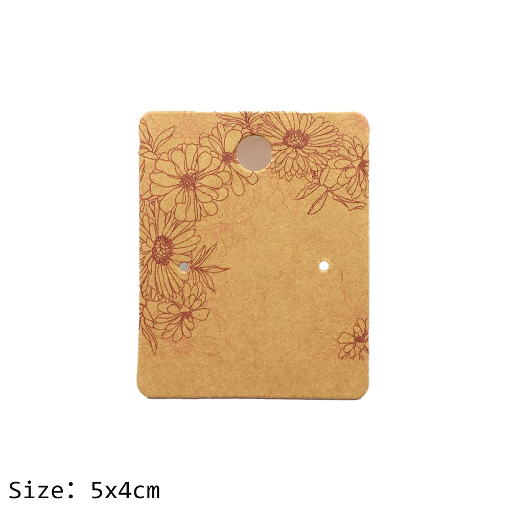 Карточки для сережек из крафт-бумаги 5x4 см, 50 шт.