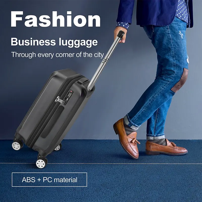 20 Inch Hardside Luggage, Suitcase with Spinner Wheels Built-In TSA Lock, 33L Capacity Checked Luggage Carry On, Black