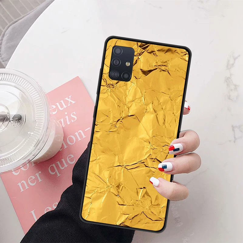 Модный золотой черный мягкий чехол для телефона Samsung M21 M31S M41 M51 M10 M20 M30S M40 A7 A8 A9 2018 A12