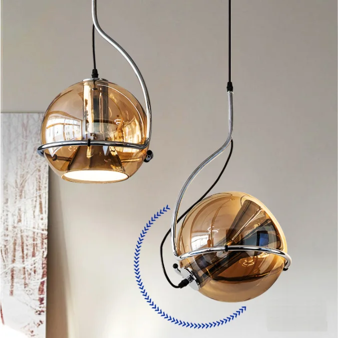 

Скандинавская маленькая люстра для ресторана и бара, Современная Минималистичная лампа в виде стеклянного шара для спальни, прикроватного ...