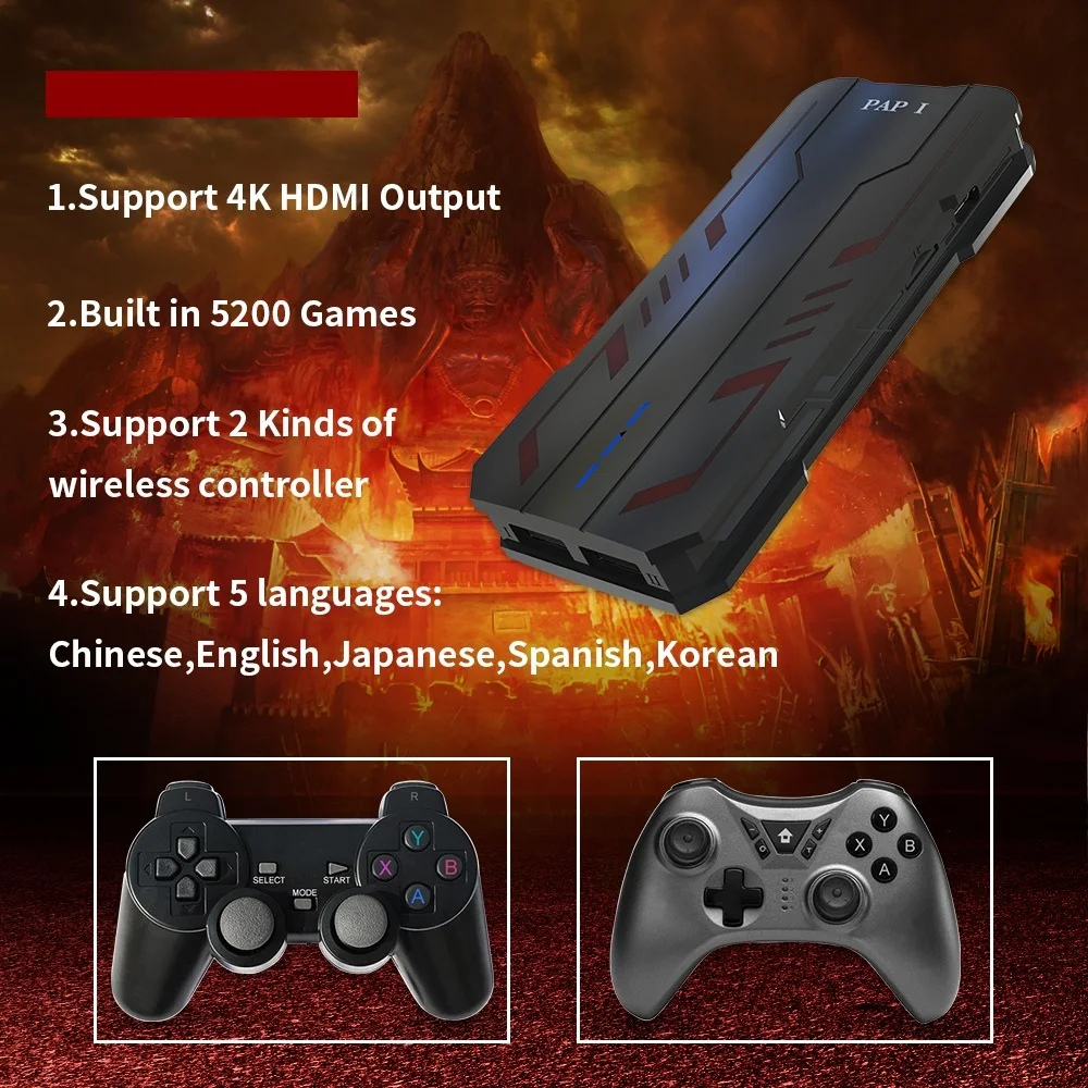 

Anbernic New PAP 32 Bit Retro Game Console Family TV Mini Game Box Built In 5200 Games PS1 Game Emulator Support 4K HD Out