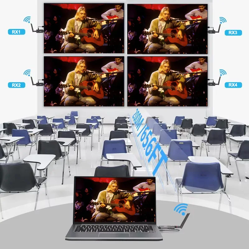 Беспроводной HDMI-передатчик и приемник видео 200M, комплект-удлинитель, адаптер дисплея, ТВ-приставка, донгл для подключения ноутбукаПК к телевизору, монитору, проектору (art.: 3920d83fe6fba) - 3920d83fe6fba