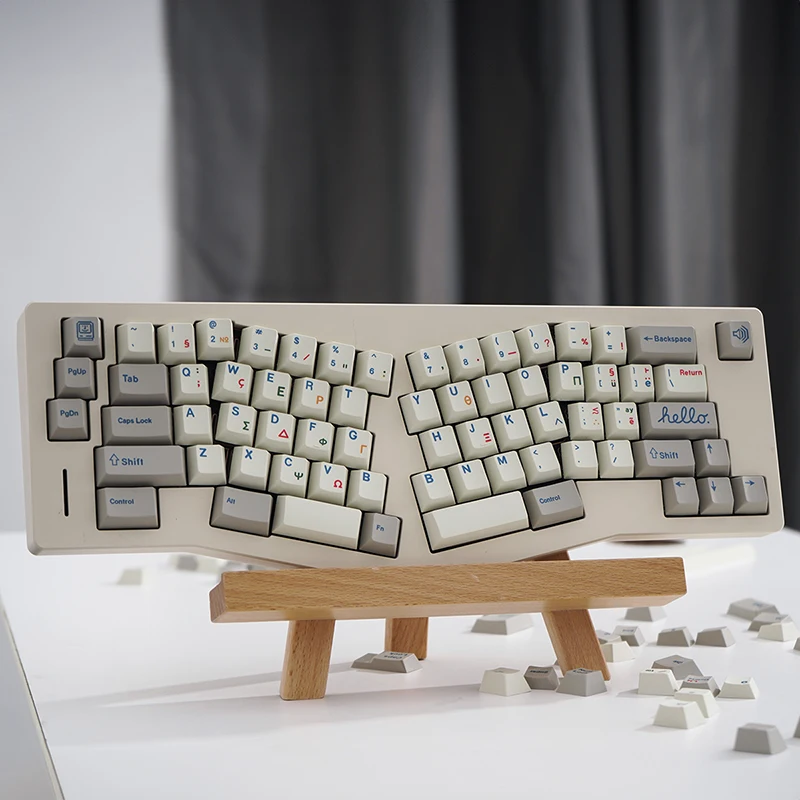 Cherry Profile Keycaps 9009 Vintage Greek/Stripe/Black Large Letter Gray White Colorway PBT Keycaps For DIY Mechanical Keyboard