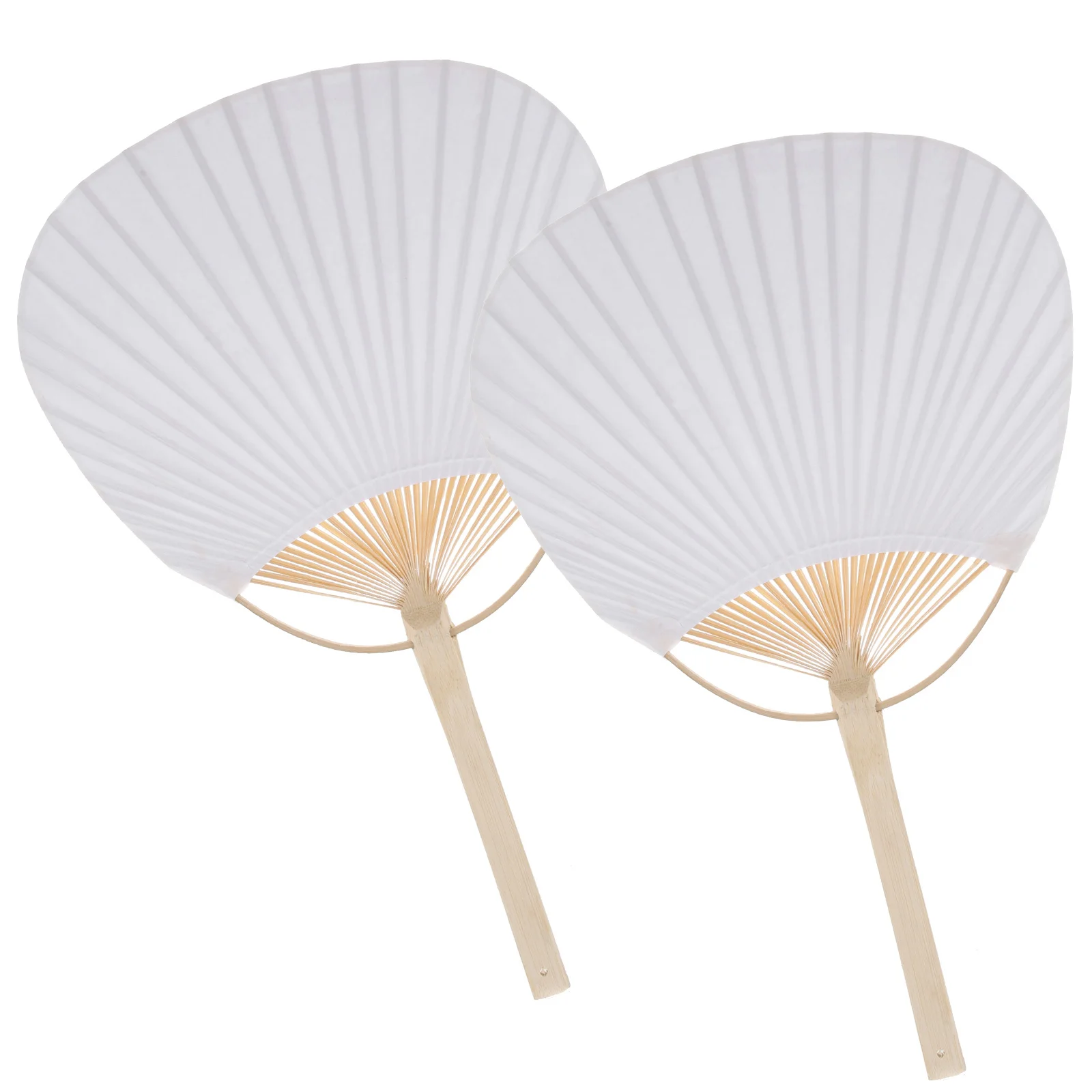 

2pcs White Paper Hand Fan Japanese Paper Fan Handmade Fan Blank Painting Fan