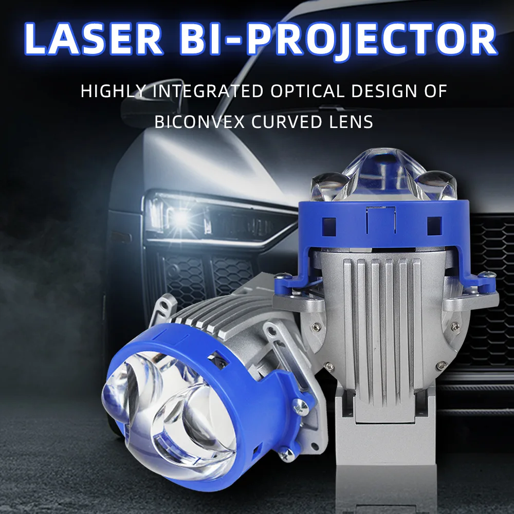 Фото 140W Bi-LED Проекционная фара с линзой Halo Dual Direct Laser, двухрежимная (дальний/ближний свет), сверхъяркая, мощная, для модернизации автомобилей №2