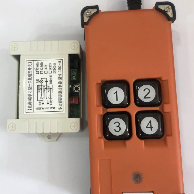 12V24V220V380V learning type 4-key industrial wireless remote control switch 4 relay point automatic lock interlock