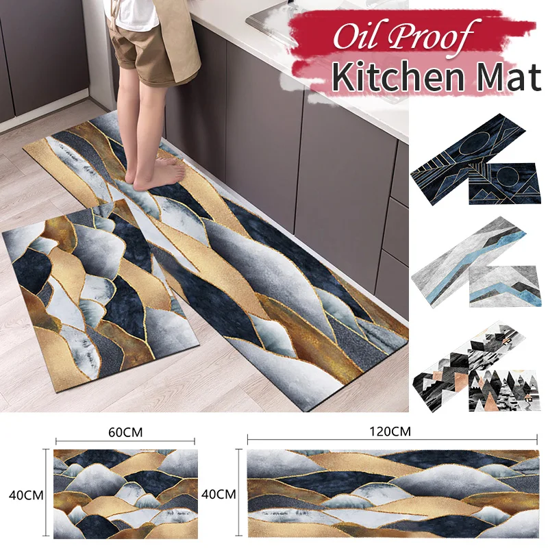 

European Floral Pattern Kitchen Rug Felt Material Bedroom Beautiful Rectangle Anti-slip Carpet for Kitchen Home Entrance Doormat