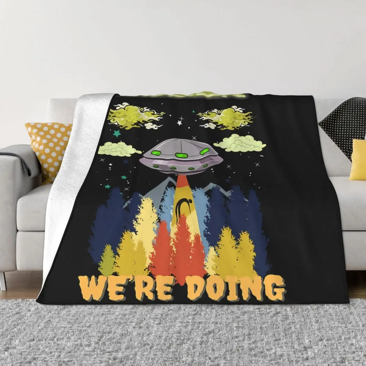 

Alien ET Space Blanket Flannel Stuff UFO Cozy Soft FLeece Bedspread
