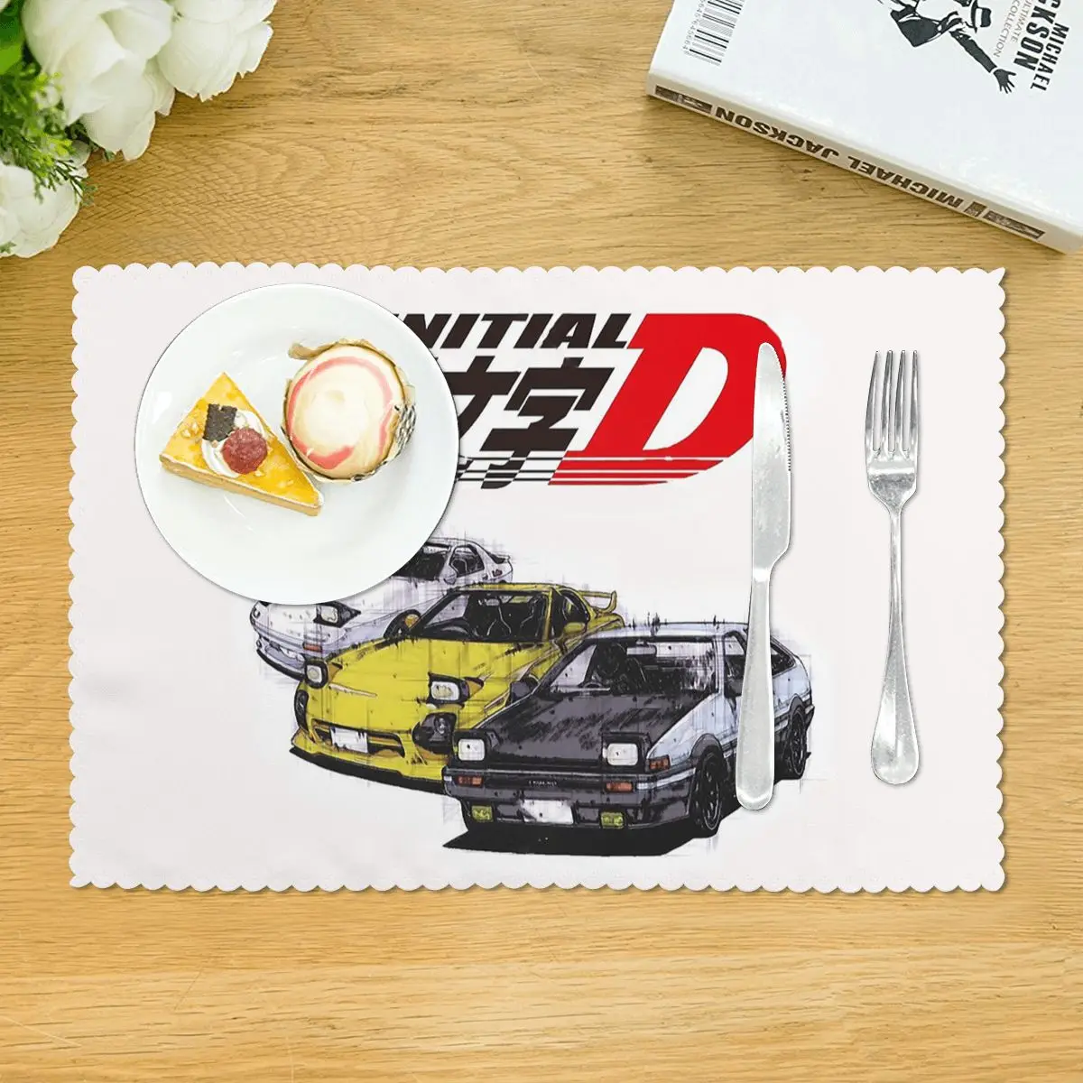 Фото Супервпитывающий нескользящий коврик-подставка для тарелок и мисок Initial D Neon AE86 для обеденного стола №5
