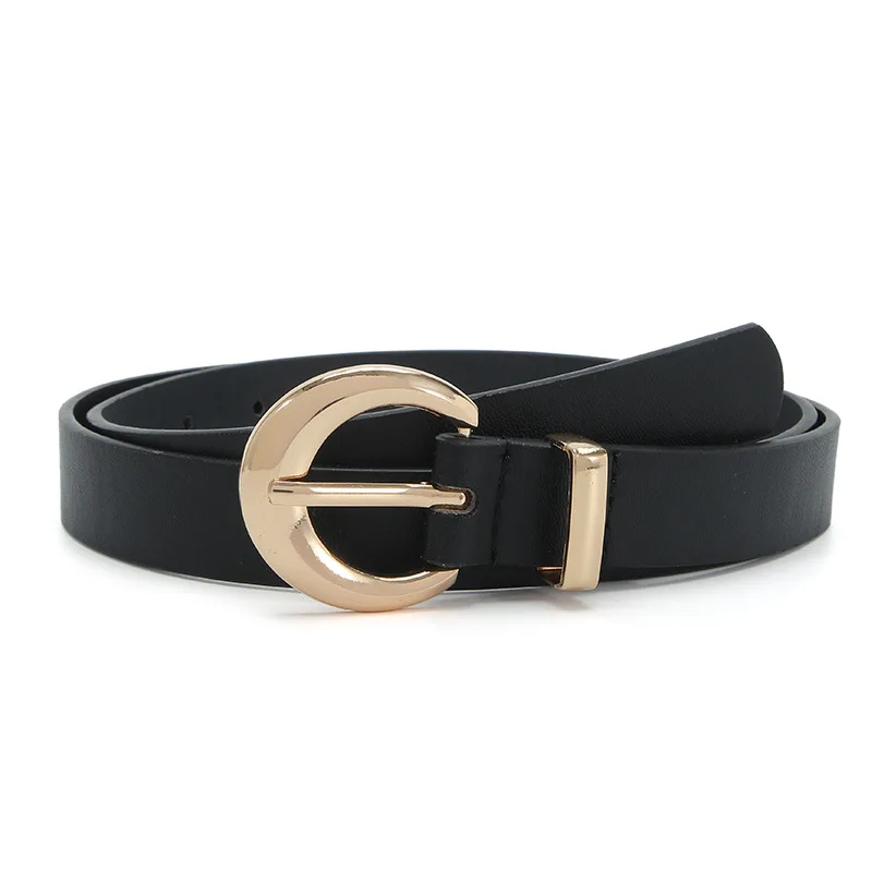 

New Gold Buckle C Retro Belt Women Fashion Pu Thin Belts Female Jeans Dress Waistband 2022