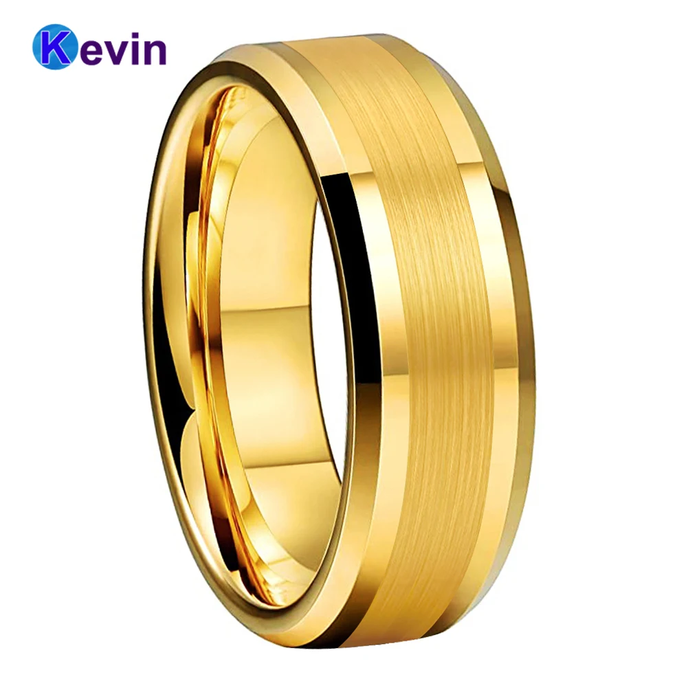

Men Women Wedding Ring Tungsten Carbide Ring With Bevel Edges Polished Brushed 8MM Comfort Fit