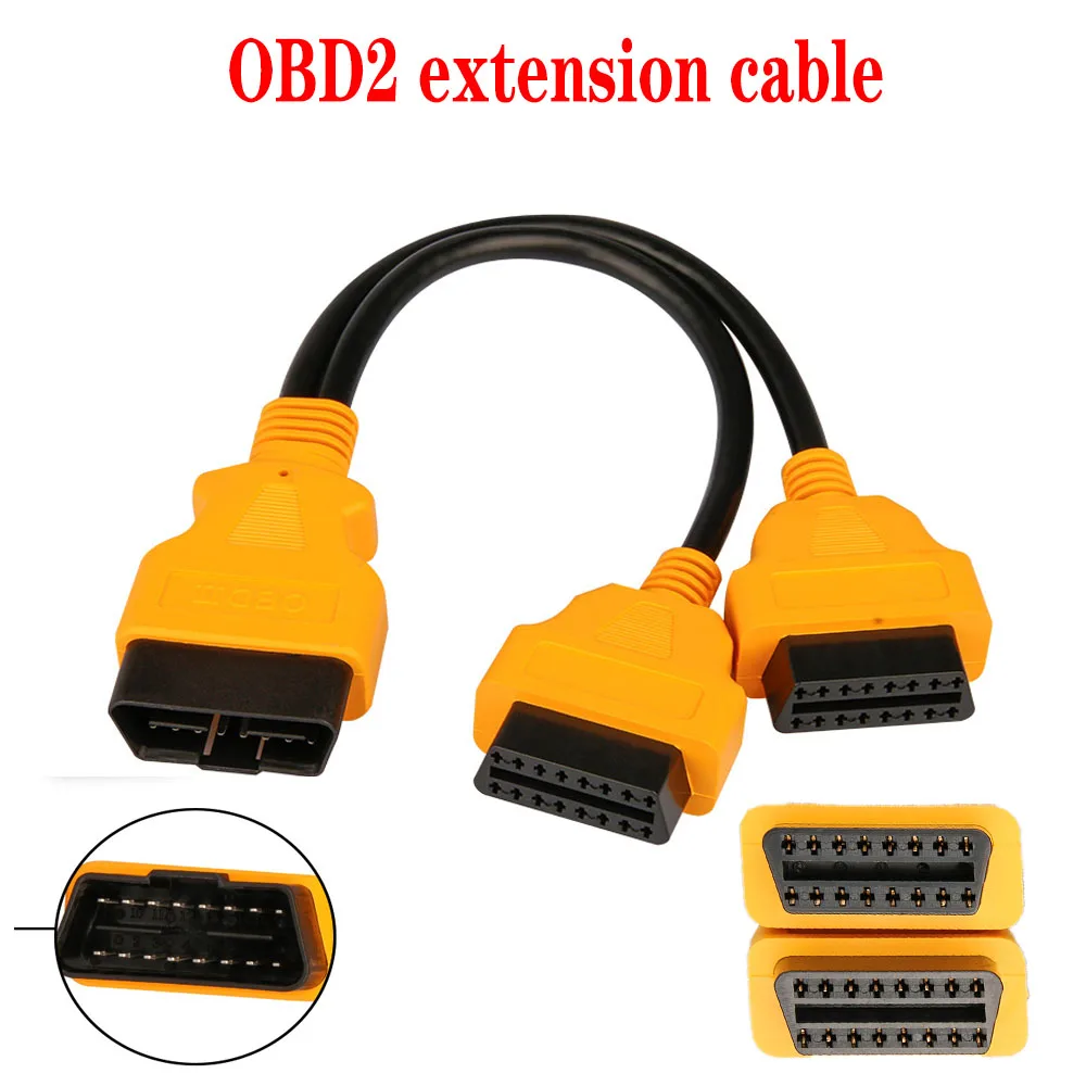 30cm 16Pin kabel łączący OBD2 męski na podwójny żeński Y przedłużacz rozgałęźnika OBDII 1-2 samochodowy diagnostyczny