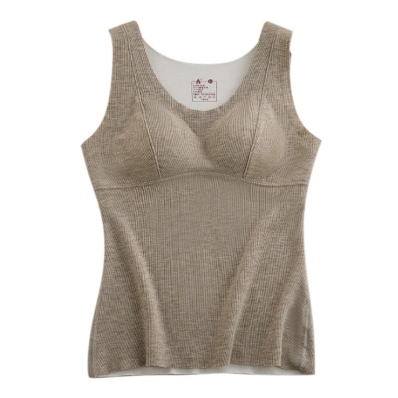 Women's Thermal Underwear Fleece Top Woman Winter Vest 1PC Thermo Lingerie Seamless Push Up Padded Bra High Elasticity Intimate