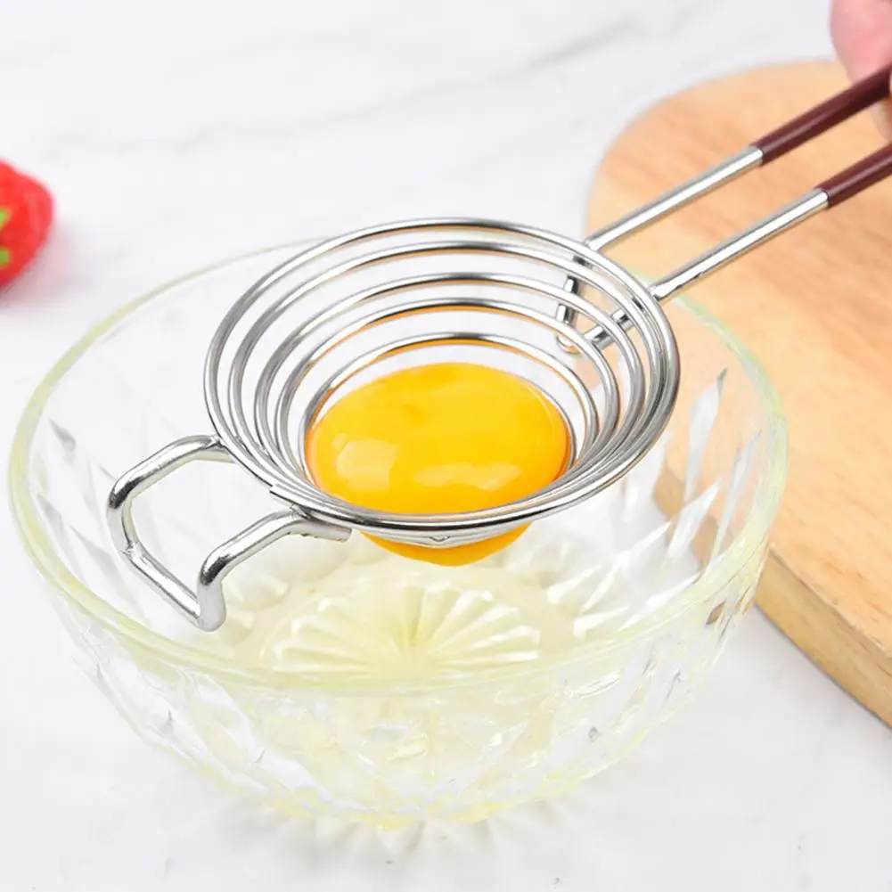 

Egg Separator Spiral Long Handle Stainless Steel Egg White Yolk Sifting Filter Egg Divider Egg Yolk Remover Divider Kitchen Tool