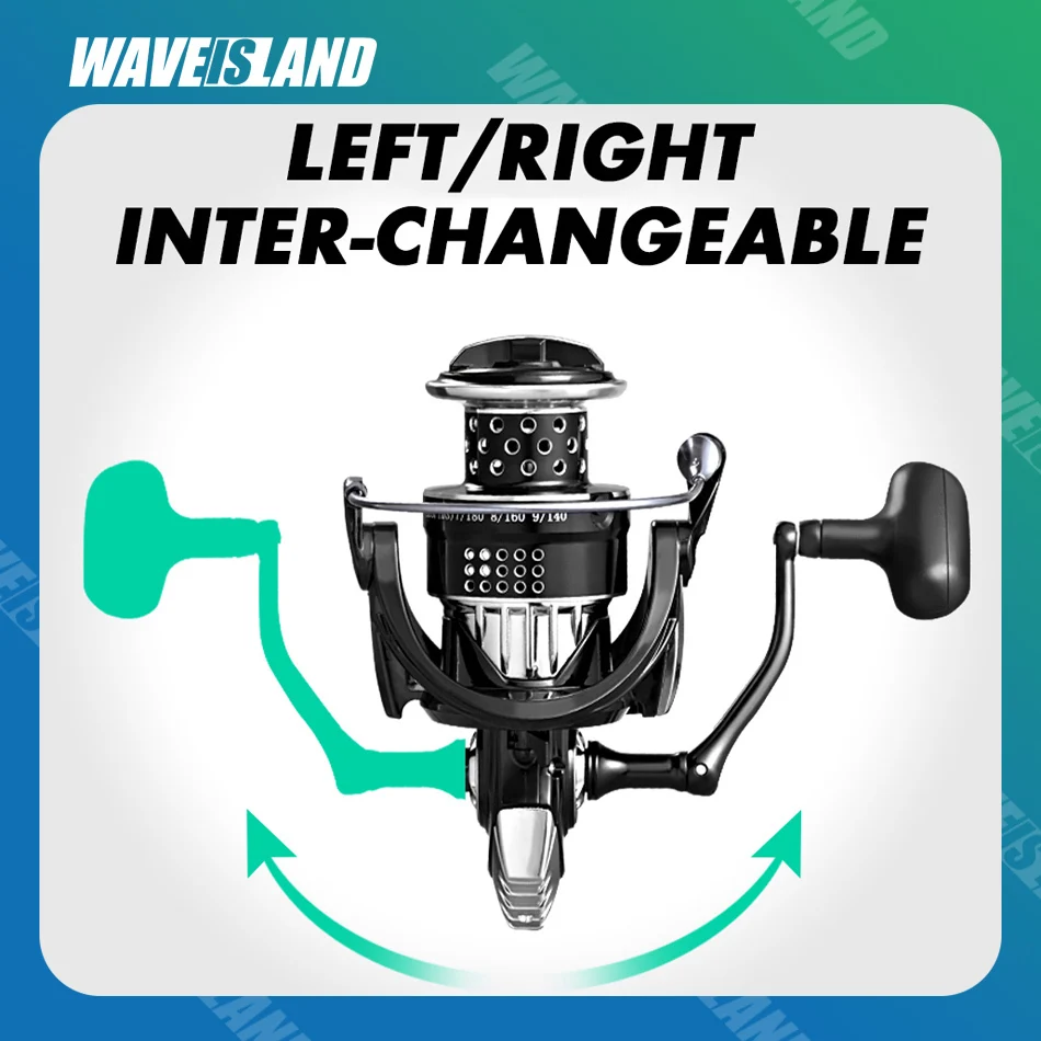 WAVEISLAND Big Strong Sea Fishing Spinning Reel 2500-7500 Metal Spool Saltwater Catfish Surfcast Fish Molinete |