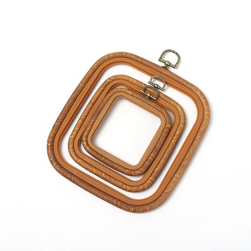 

Chinese Traditional Square Embroidery Hoop Tool Imitation Wood Cross Stitch Accessories Djustable Stretch Thick Needlework Tool