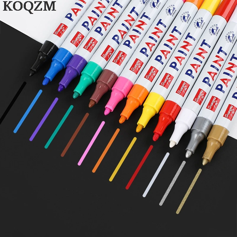 

12 Colors Paint Marker Pen Fade-proof Car Tyre Tire Tread CD Metal Permanent