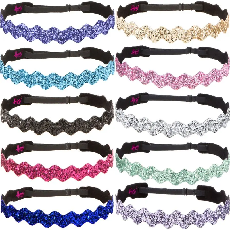 

Adjustable No Bling Glitter Headbands for Women Girls & Teens Bulk Gift 10-Pack (Wave Bold & Pastel Colors)