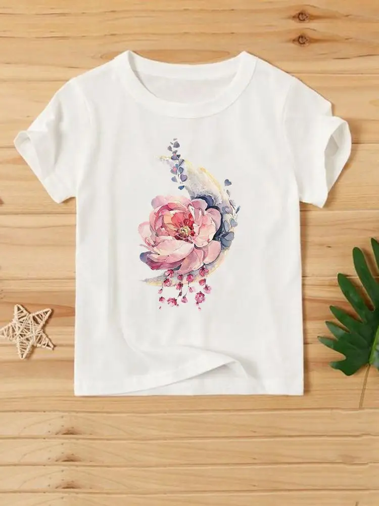 

Fashion Shirt Flower Moon Cute Female Women T-shirts Print Summer Graphic T Top Clothing Short Sleeve Cartoon Tee T-Shirt