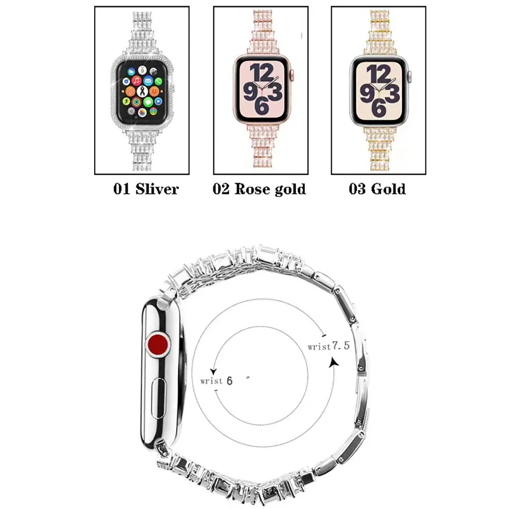 Luxury Metal Strap for Apple Watch Band 44mm 40mm Series 49mm 45mm 41mm 42mm 38mm Diamond Bracelet for Iwatch Ultra 8 7 6 5 4 SE