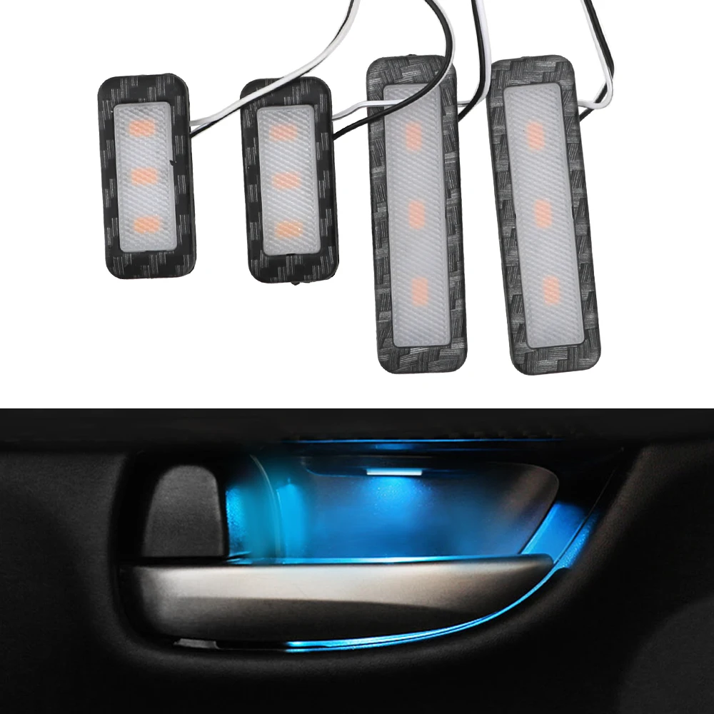 

LEEPEE 4Pcs 6 Colors Decorative Lights LED Car Inner Bowl Light Armrest Interior Door Handle Lighting Universal Atmosphere Lamp