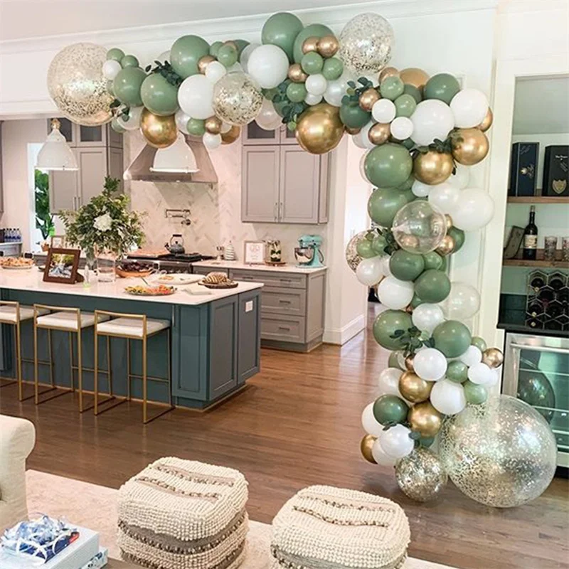 

Green Silver Macaron Metal Balloon Garland Arch Wedding Birthday Balloons Decoration Party Balloons For Kids Baby Shower