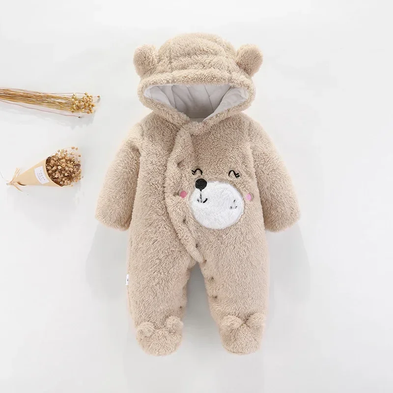 Детские зимние теплые комбинезоны для новорожденных девочек фланелевый