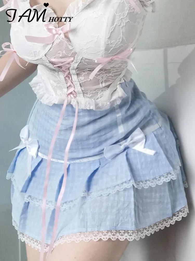 

Женская мини-юбка в клетку, с бантом