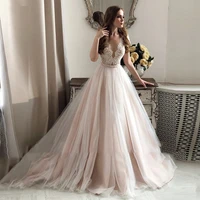 elegant wedding dress sashes tulle sleeveless exquisite appliques o neck buttons mopping gown vestido de novia for women