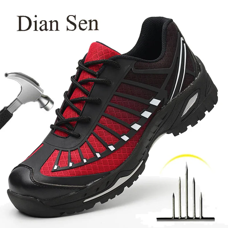 

Diansen Lightweight Sneaker Safety Shoes for Men Steel Toe Work Shoes Anti-stab Anti-smash Safety Boots Construction Work Boots
