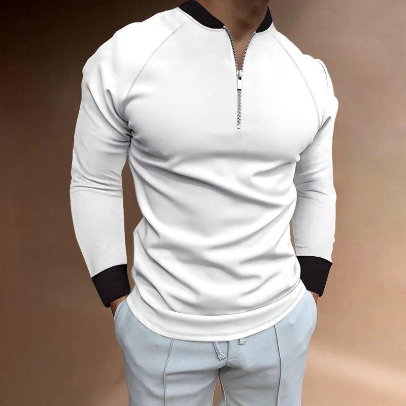

2023 New Trend Men's Fashion O-Neck Shirt Long Sleeve Men's Stitching Casual Sport T-Shirt Tops