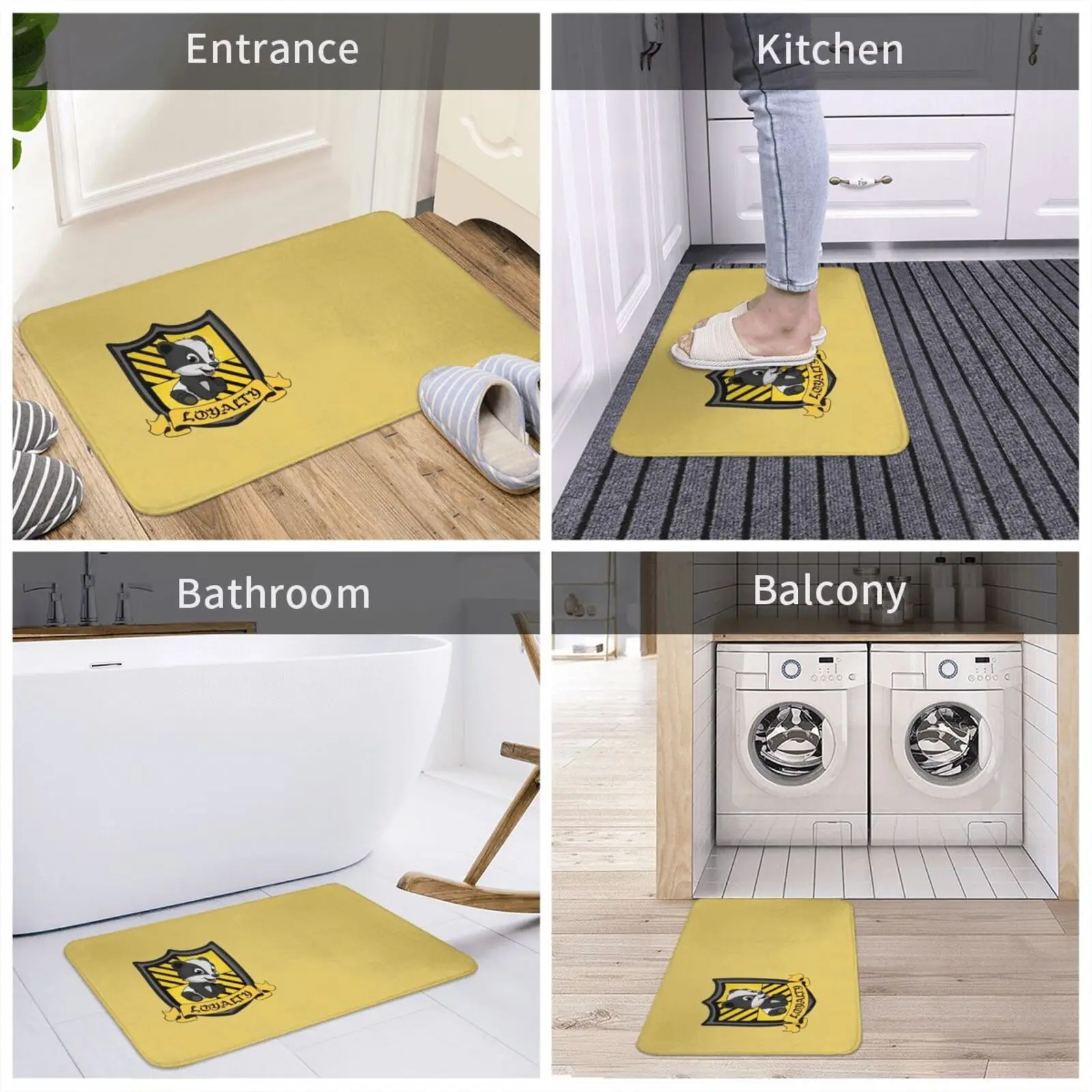 Loyal Badger Carpet Rug Non-Slip Water Absorb Door Mat Hp Ron Weasley Hermoine Granger Wizard Magic Sorting Hat Spell House |