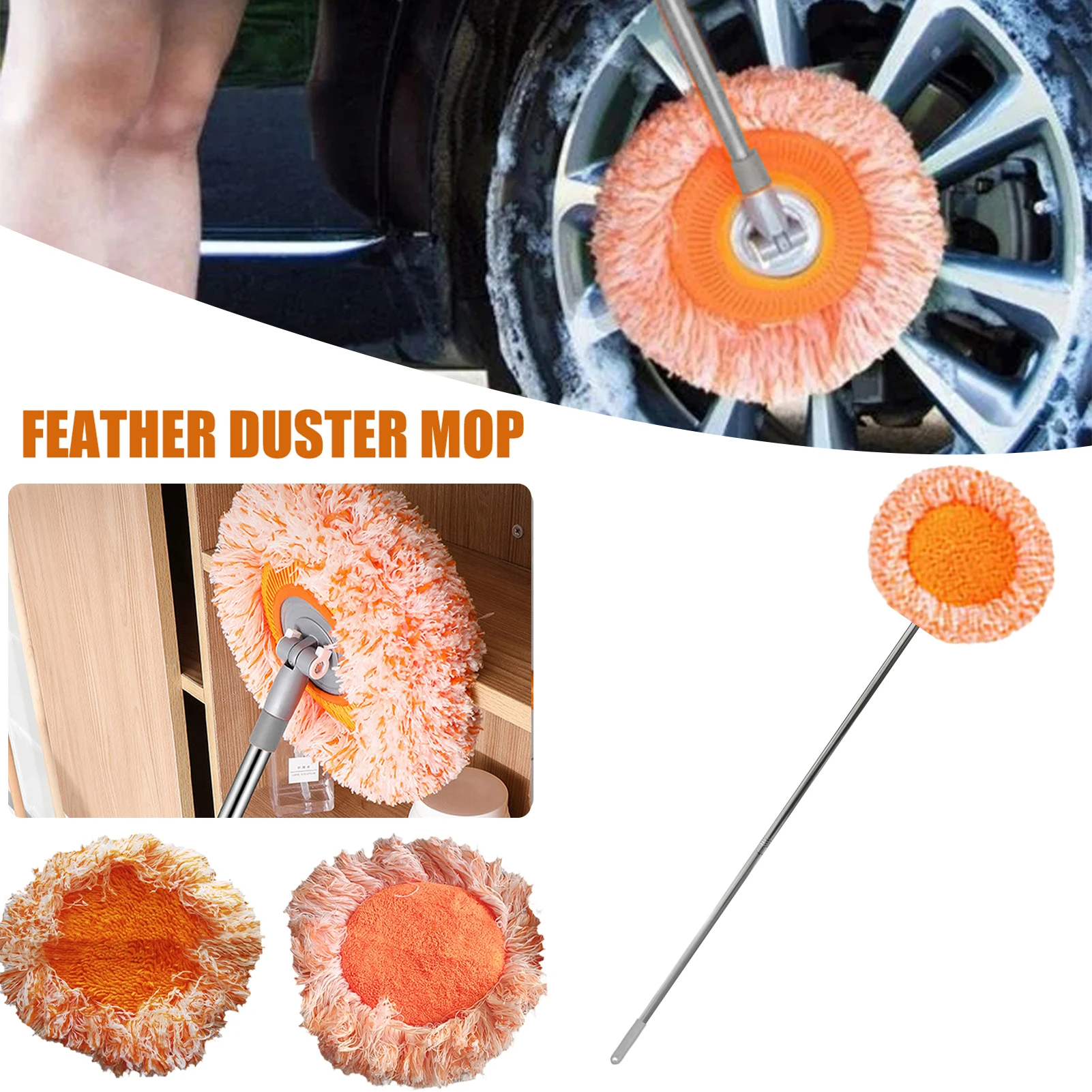 

360° Rotating Wall Cleaning Mop Easy To Install Easy To Clean For Cleaning Walls Crevices Squeegee Cleaner With Extension Pole