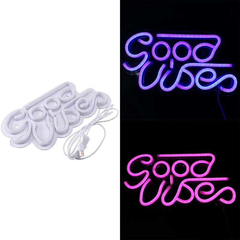

Promotion! Good Vibes Neon Sign Led Wall Signs Neon Sign Lights With USB Decor For Bar Apartment Shop Christmas