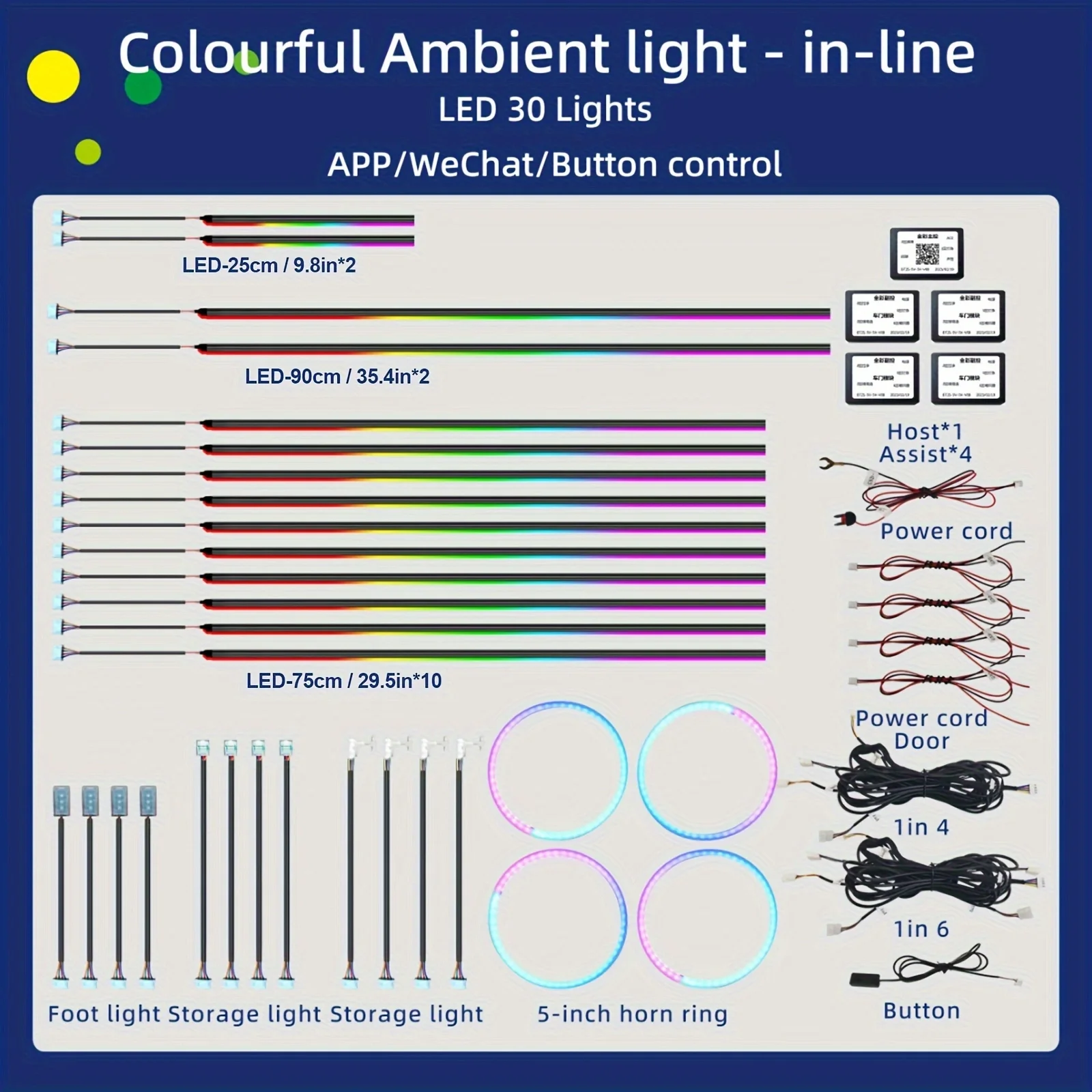 

30в1 Symphony Car Ambient Light RGB 128 Цвет Универсальный салон автомобиля светодиодная лента акриловая направляющая подсветки Symphony Атмосфера лампа