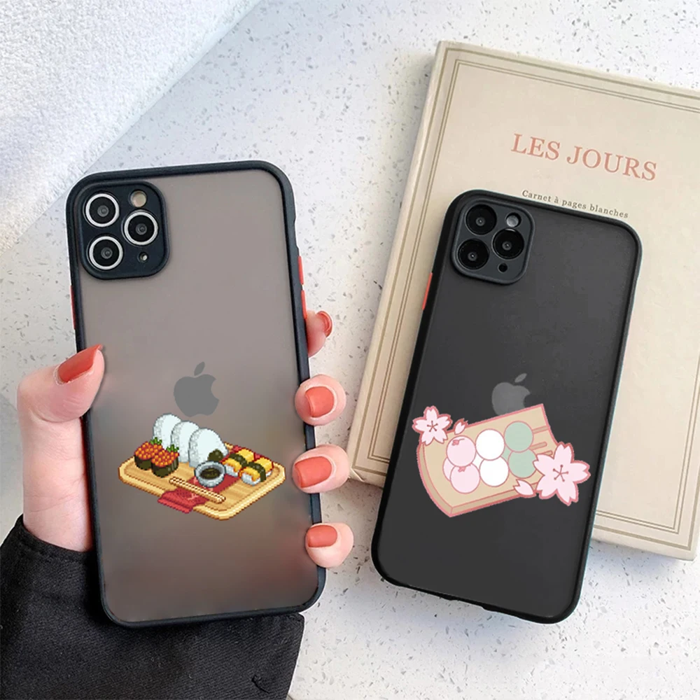 

Sushi Dessert Phone Case for IPhone 14 13 12 11 ProMax Mini Plus XR XS Max 7 8 SE 2022 Transparent Hard Back Protection Shell