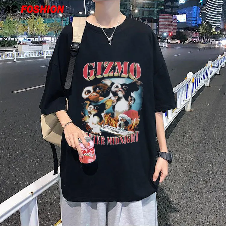 

2022 New Gremlins Gizmo Mogwai Monster Graphics Print T-shirt All-match Men Women T Shirts Oversized Daily Fashion Tee Shirts