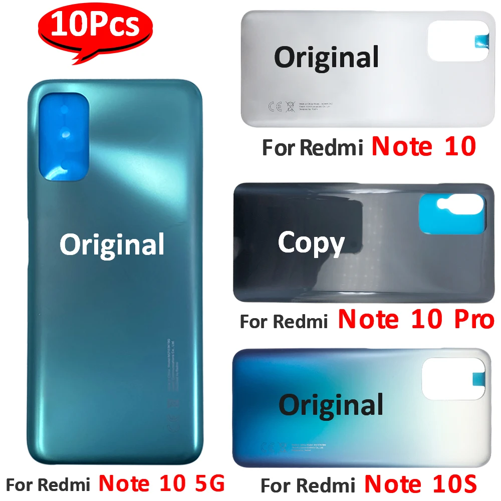 

10Pcs/Lot，Battery Back Cover Rear Door Replacement Housing With Adhesive Sticker For Xiaomi Redmi Note 10S 10 4G 5G Note 10 Pro