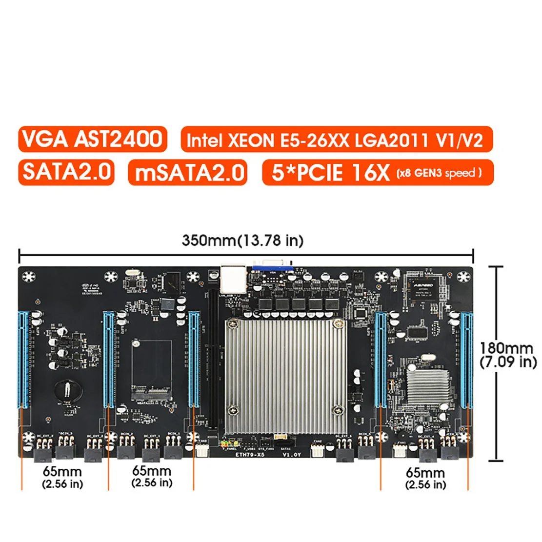 Семейная материнская плата для майнинга BTC с процессором E5 2620 + 1X64G SSD H61 LGA2011 V1/V2 65
