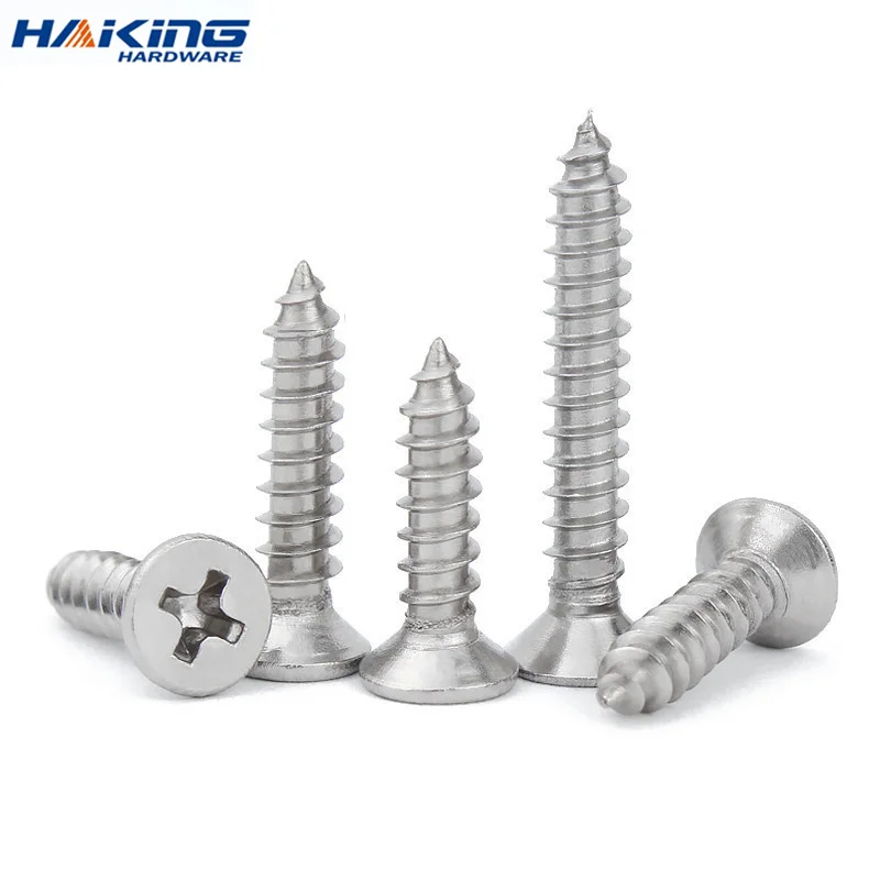 

10pcs/lot Cross Recessed Countersunk Flat Head Self-tapping Screw M3 M3.5 M4 M5 M6 M8 Stainless Steel Phillips Furniture Screw