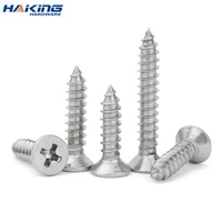 50pcslot cross recessed countersunk flat head self tapping screw m3 m3 5 m4 m5 m6 m8 stainless steel phillips furniture screw