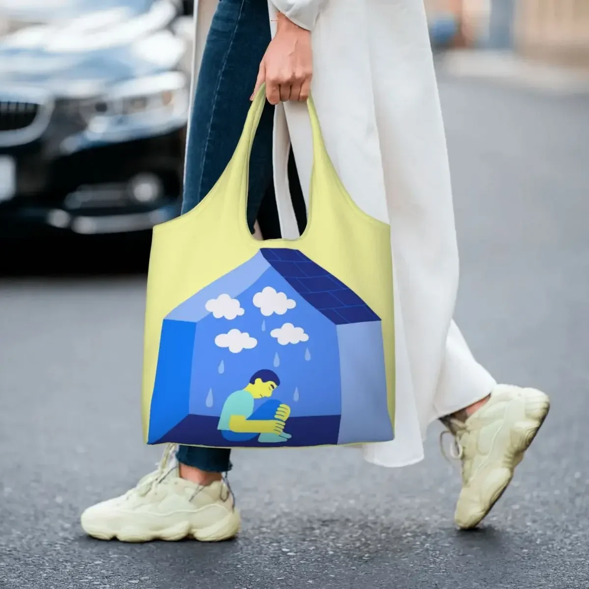 Сумка-тоут для покупок с депрессией женская уличная роспись художественная